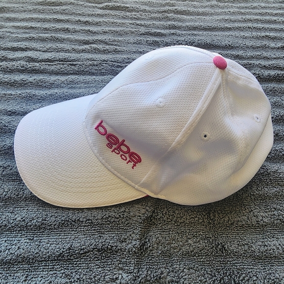 Bebe Sport White W/Pink Detail Adjustable Women's Baseball Hat - Picture 2 of 6